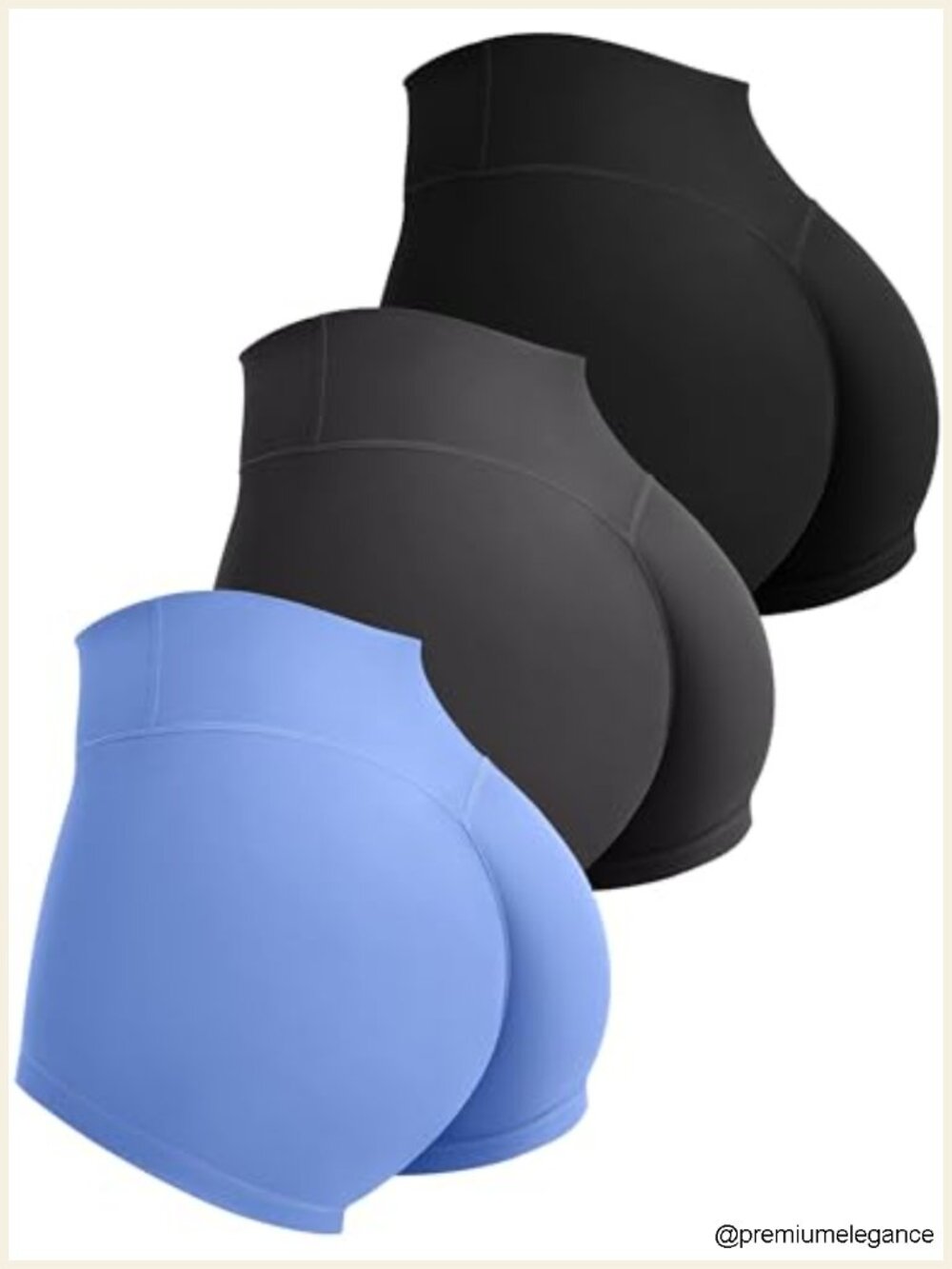 3 Pack High Waist Booty Scrunch Gym Shorts No Front Seam 4-Way Stretch